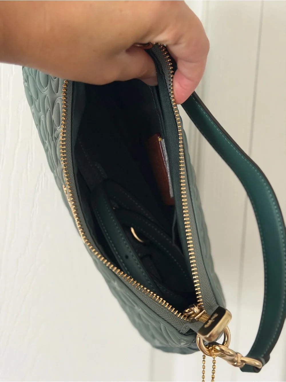 Coach Teri Shoulder Bag Sage & Dark Turquoise (CY674) Blocked Signature Leather
